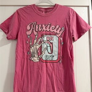 Comfort Colors Pink Graphic Tee with Skeleton Design